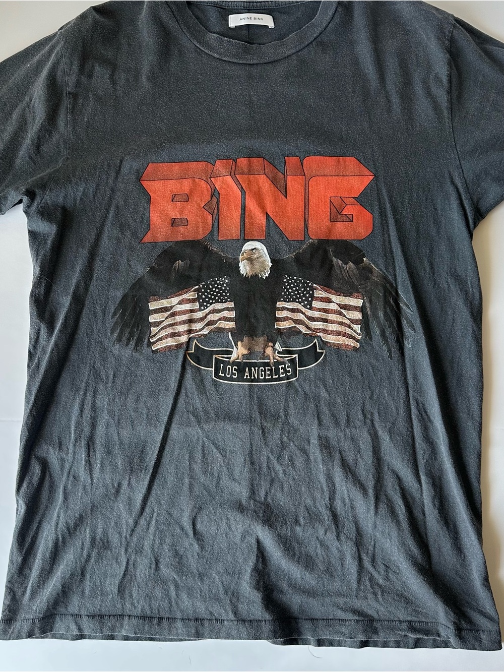 Anine Bing Washed Black Graphic Tee - Picture 2 of 4